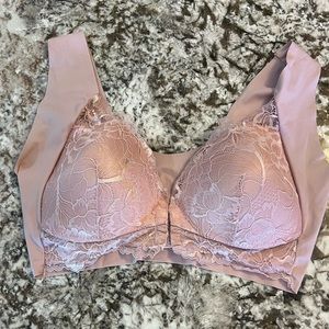 X Large Rose Pink Bra Lightly padded lace women blush sleepwear comfort